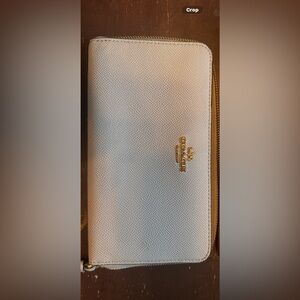 Coach Cream and Tan Leather Wallet Duo